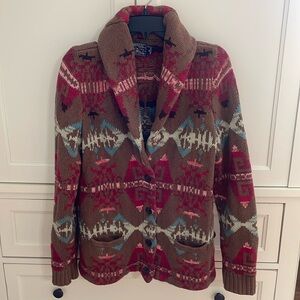 American Living Ralph Lauren Cardigan Sweater Southwestern Shawl Collar Size XL
